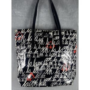 Kate Spade Ooh‎ La La Heart French Vinyl Tote Purse Handbag Black Red